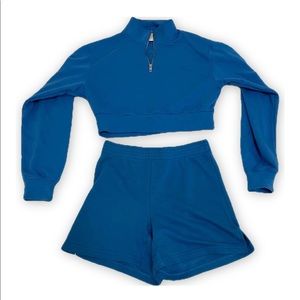 Aritzia TNA Cropped Sweat Set - Teal / Blue - Sz Small